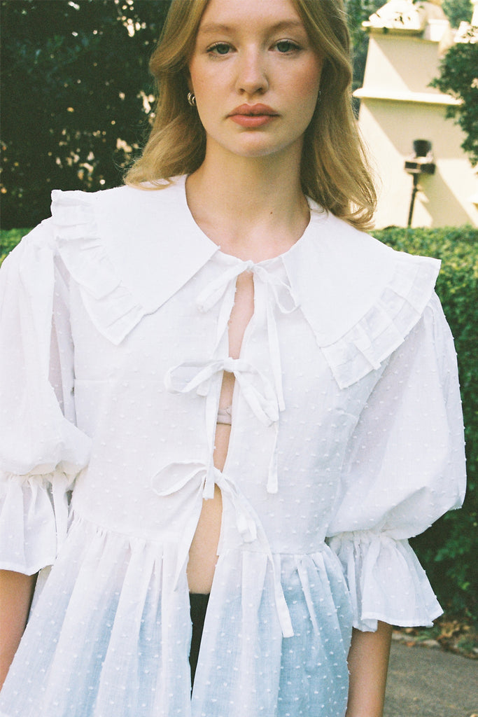 Willow Tie Front Blouse- White